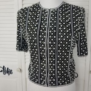 Laurence Kazar silk beaded jacket blazer